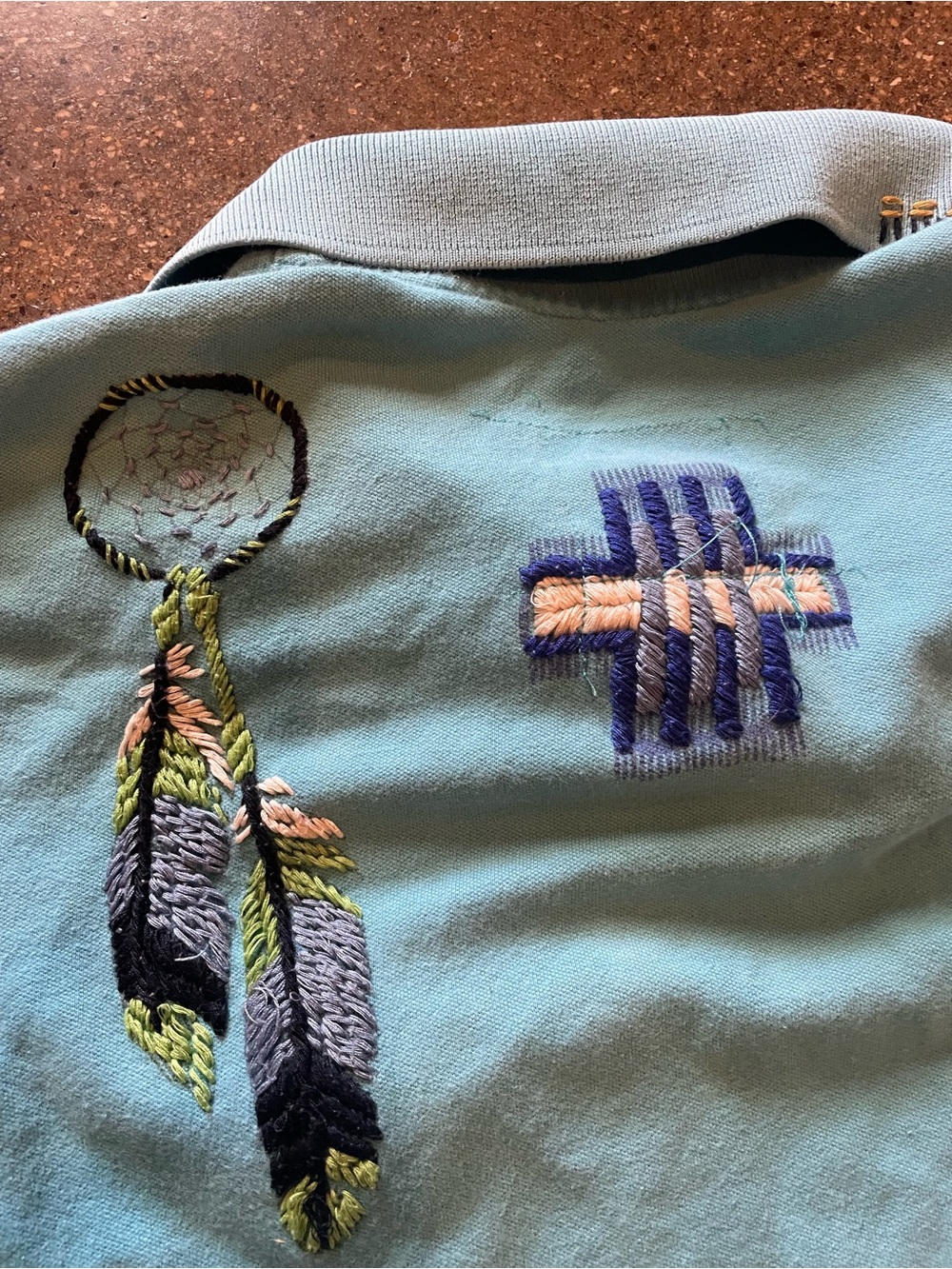 Double D Ranch Girls' Light Teal Embroidered Polo Top - Picture 3 of 4